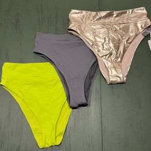 3 NEW Aerie High Cut Cheeky Bikini Bottoms